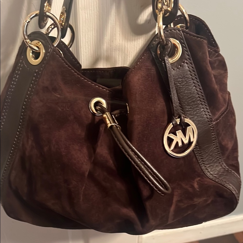 Michael Kors Brown Shoulder Bag with Gold Accents